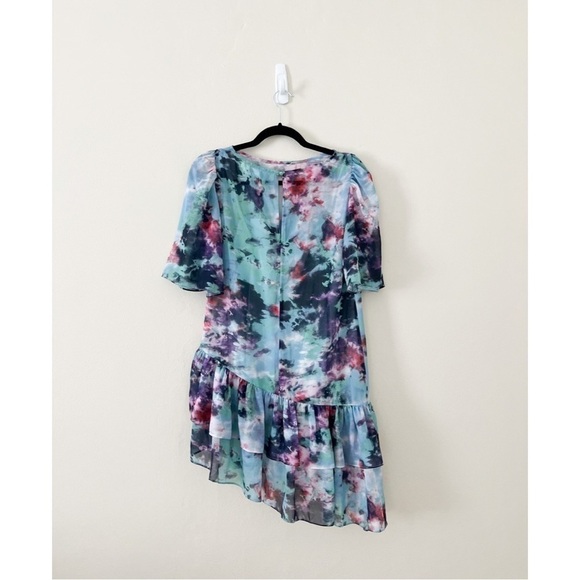 NWT LOVERS + FRIENDS Cala Asymmetric Floral Mini Dress Blue XXS (Oversized) - Picture 6 of 8